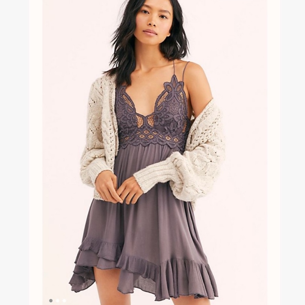 Free People Adella Lace Mini Slip Dress